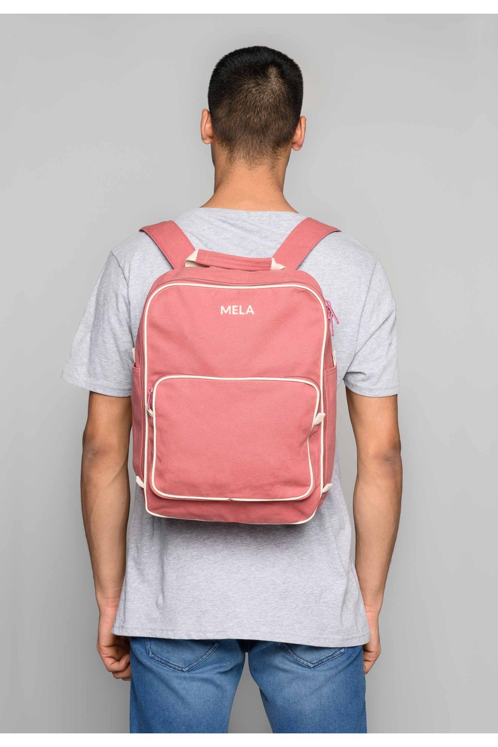 Ružový batoh z biobavlny "MELA II vintage red"