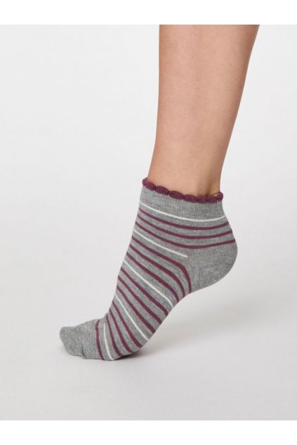 Dámske šedé bambusové ponožky "Lorraine Stripey grey marle"