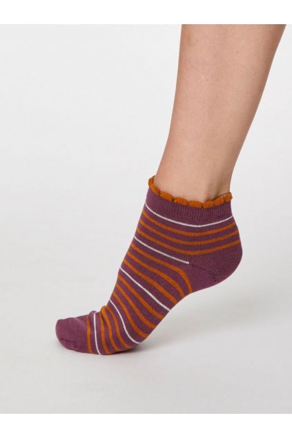 Dámske vínové bambusové ponožky "Lorraine Stripey tulip purple"