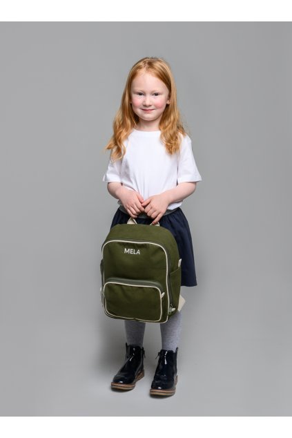 Menší zelený batoh z biobavlny "MELA II MINI olive green"