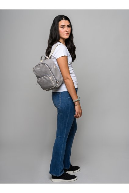 Menší šedý batoh z biobavlny "MELA II MINI grey"