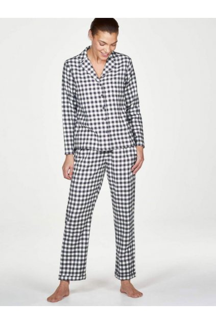 Šedo-biely kockovaný pyžamový set "MAE graphite grey"