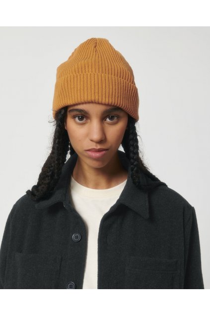 Unisex  žltá čiapka z biobavlny "Fisherman Beanie Day Fall"