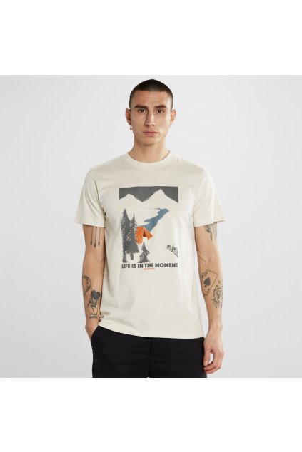 Pánske krémové tričko s potlačou  „Stockholm Camping Moments Oat White“