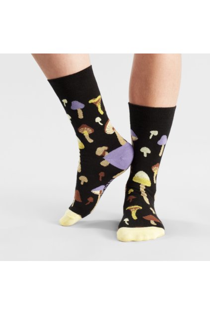 Ponožky z biobavlny "Sigtuna Mushrooms Black"