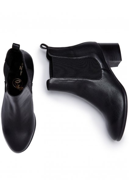 Dámske čierne členkové topánky na podpätku „Almond Toe Chelsea Boots Black“