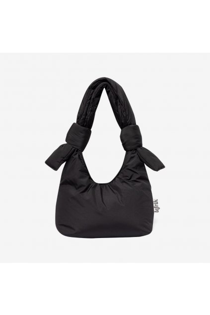 Malá čierna taška cez rameno "Biwa Puffy Mini Black Tech" z recyklovaných PET fliaš