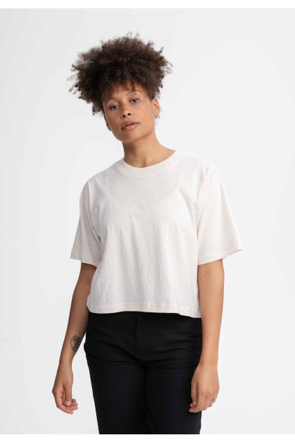 Dámske krémové skrátené tričko "DESNA cream blend"