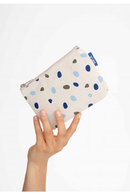 Kozmetická taštička malá "SMALL POUCH greige/blue dots"