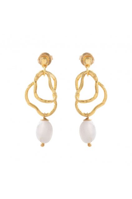 Náušnice "Fascinated Moonstone Gold Plated Earrings"