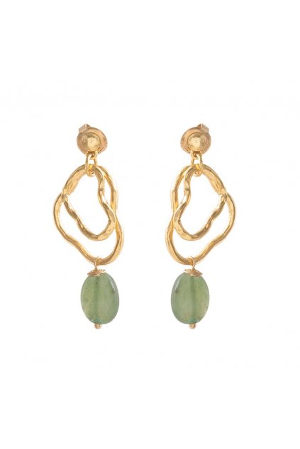Náušnice "Fascinated Aventurine Gold Plated Earrings"