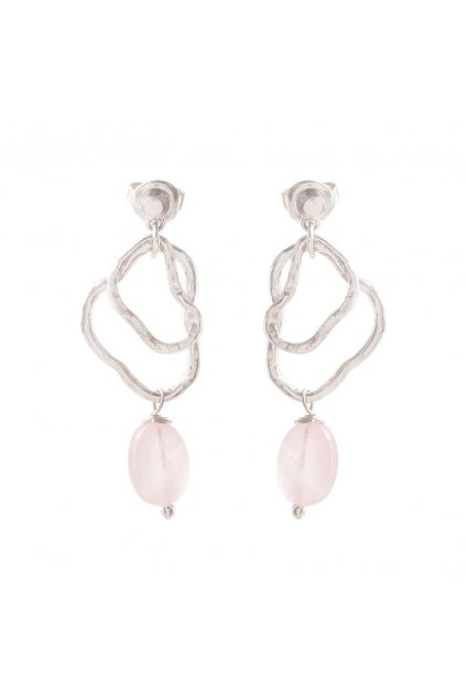 Náušnice "Fascinated Rose Quartz Earrings Silver Plated"