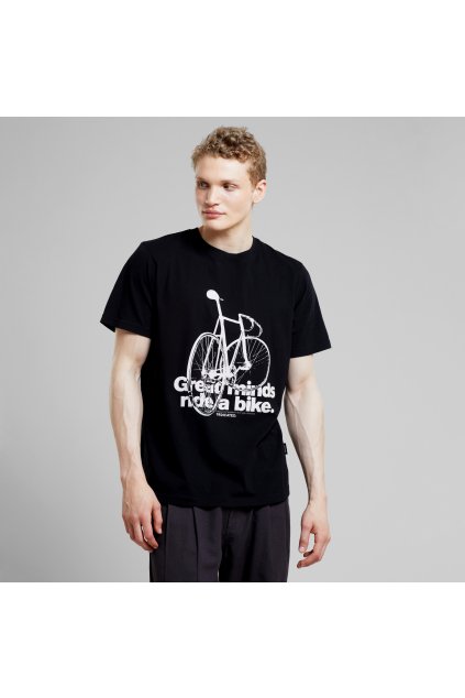 Pánske čierne tričko s potlačou  „T-shirt Stockholm Bike Mind Black“