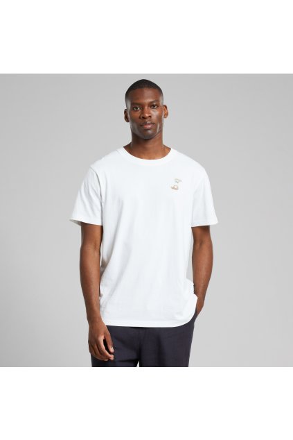 Pánske biele tričko s minimalistickou výšivkou  „T-shirt Stockholm Siesta Fiesta Hands Emb White“