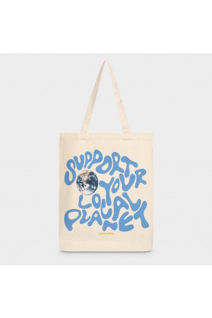 Plátená taška s potlačou „Tote Bag Torekov Support Globe Off White“