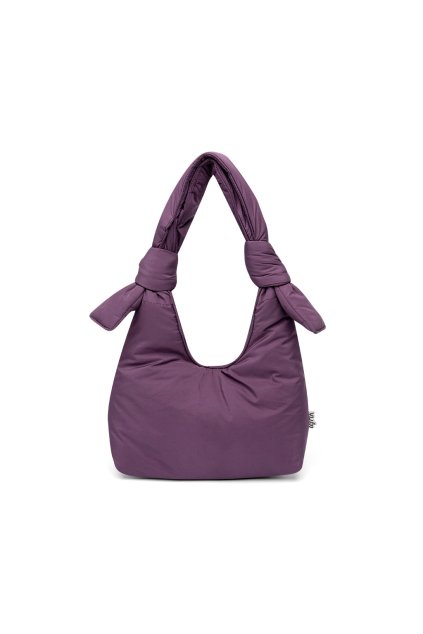 Malá fialová taška cez rameno "Biwa Puffy Mini Plum Tech" z recyklovaných PET fliaš