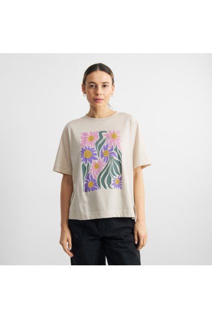 Dámske tričko s potlačou "Vadstena Daisy Block Oat White"