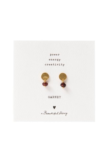 Zlaté náušnice "Mini Coin Garnet Gold"