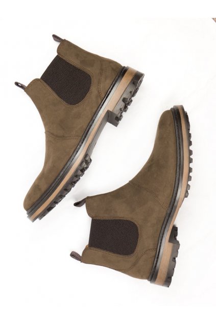 Dámske hnedé členkové topánky „Continental Chelsea Boots Dark Brown Vegan Suede“