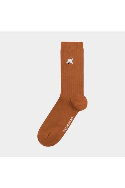 Rebrované ponožky z biobavlny "Rib Socks Knivsta Dog Pose Cinnamon Orange"