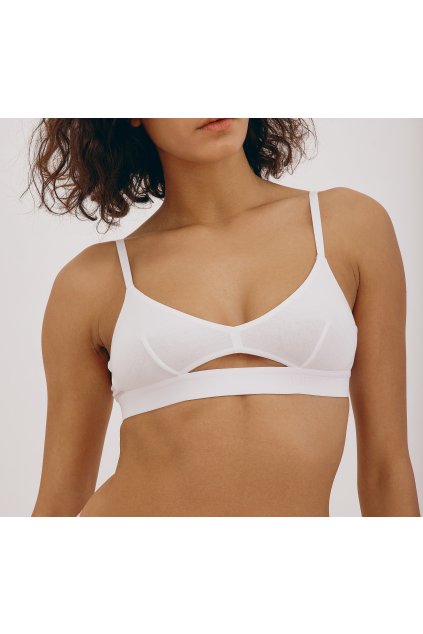 Biela elastická tenclová braletka "Soft Touch Cut-Out Bralette White"