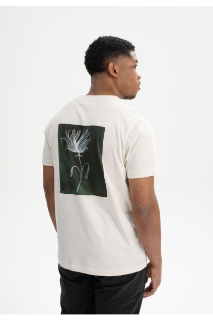 Pánske biele tričko s potlačou "KAJA ARTIST EDITION cream blend/botanical print green"