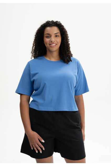 Dámske modré skrátené tričko "DESNA azur"