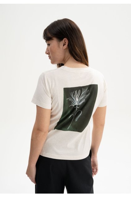 Dámske biele tričko s potlačou "KAJA ARTIST EDITION cream blend/botanical print green"
