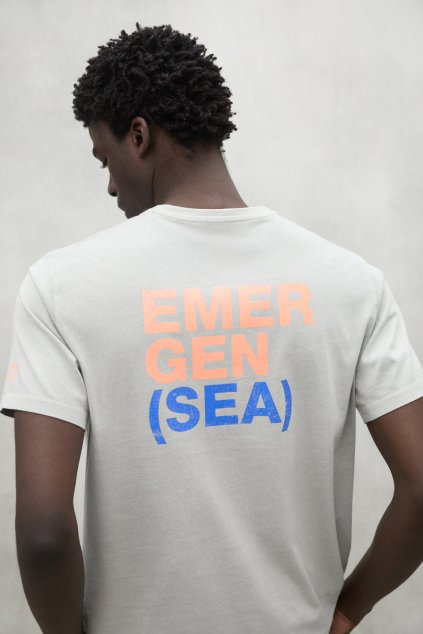 Pánske tričko s potlačou na chrbte "EMER light grey“