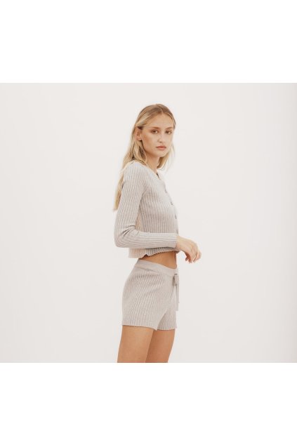 Šedé pletené šortky z biobavlny "True Knit Shorts Grey Melange"