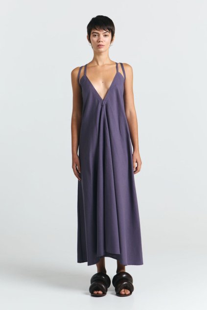 Dámské šaty „MULTIPOSITION MIDI COTTON LINEN grey“