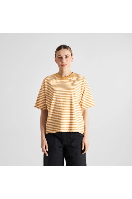 Dámske pásikavé tričko s potlačou "Vadstena Stripes Gold Yellow"