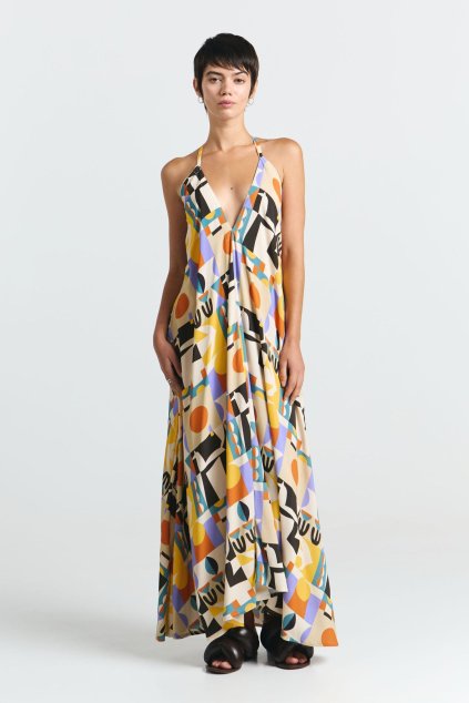 Dámske vzorované šaty „MULTIPOSITION MIDI VISCOSE print vibes“