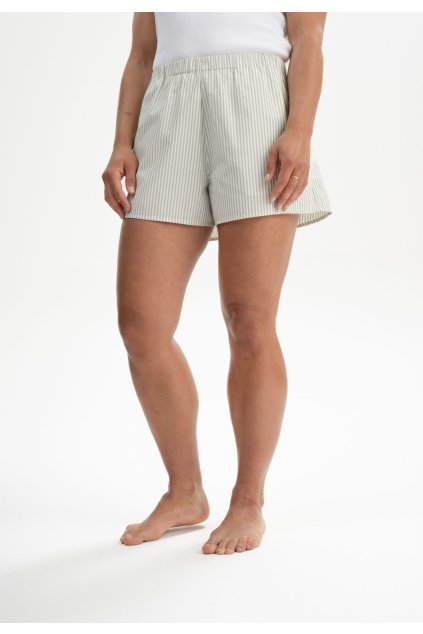 Dámske pyžamové kraťasy "VANIKA thyme/ natural white striped" (Veľkosť L)