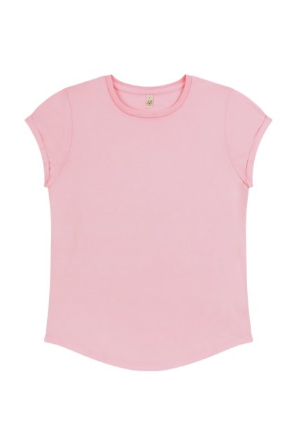 Dámske tričko "ROLLED SLEEVE Stone Washed Pink" (Veľkosť L)