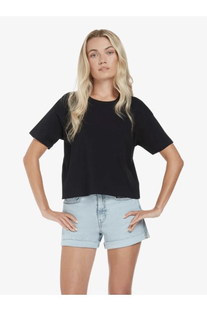 Dámske skrátené čierne tričko "PREMIUM BOXY Black" (Veľkosť L)