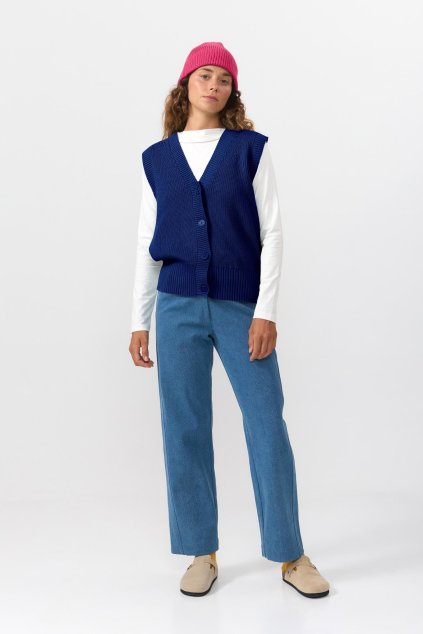 Dámska modrá bavlnená vesta na gombíky „UTAH VEST royal blue“ (Veľkosť XS)