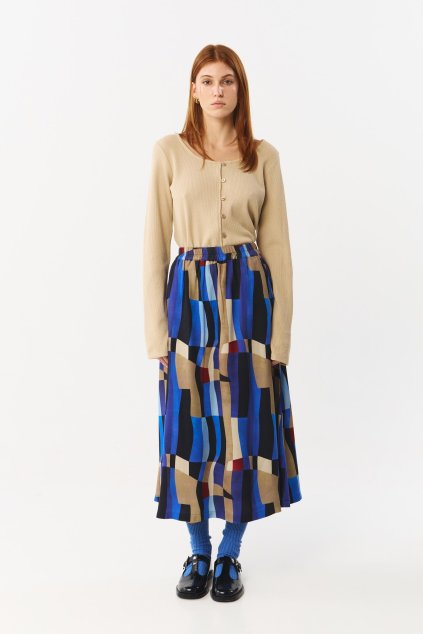 Dámska vzorovaná dlhá sukňa „DAX SKIRT VISCOZE PRINT move“ (Veľkosť XS)
