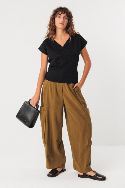 Dámske zelené cargo nohavice "AINES olive green“ (Veľkosť 44)