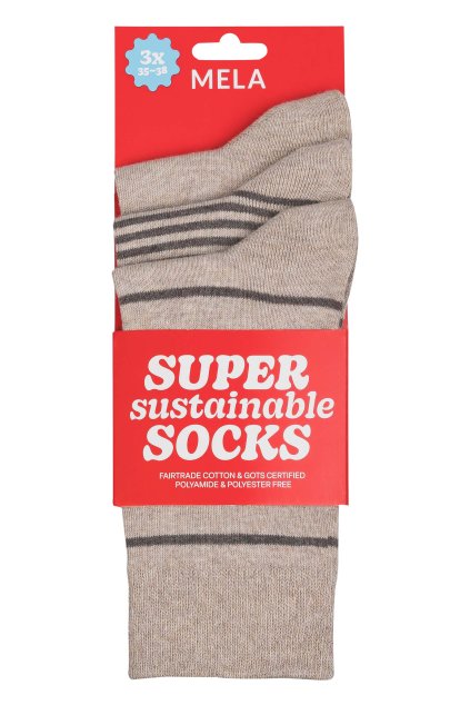 Unisex ponožky 3-balenie "3-pack Basic bear blend stripes/birch blend" (Veľkosť 43-46)