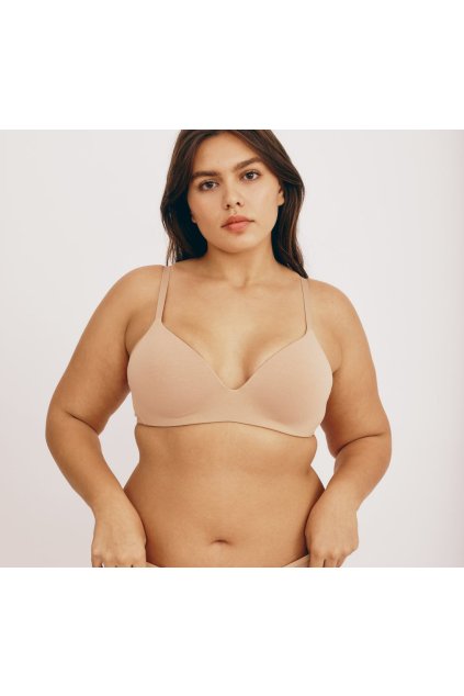 Bezšvová vystužená telová podprsenka "Core Wireless Plunge Bra Hazelnut" (Veľkosť 90E)