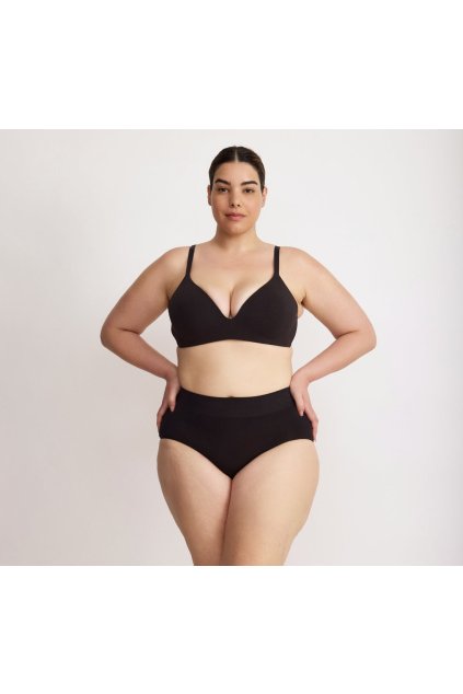 Bezšvová vystužená čierna podprsenka "Core Wireless Plunge Bra Black" (Veľkosť 90E)