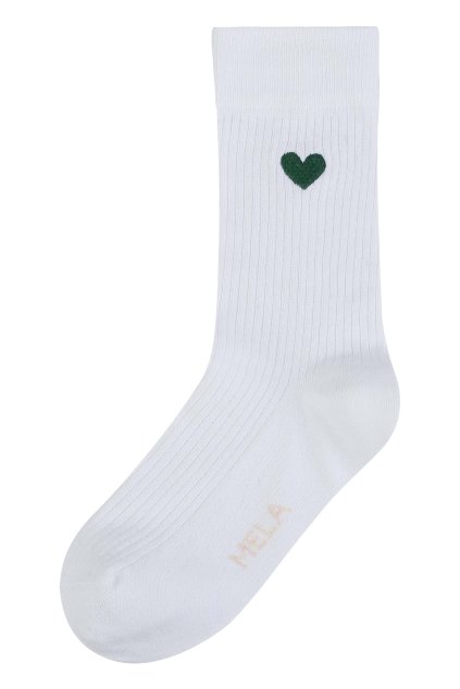 Unisex rebrované ponožky s výšivkou "Ribbed Embroidery white/green heart" (Veľkosť 43-46)