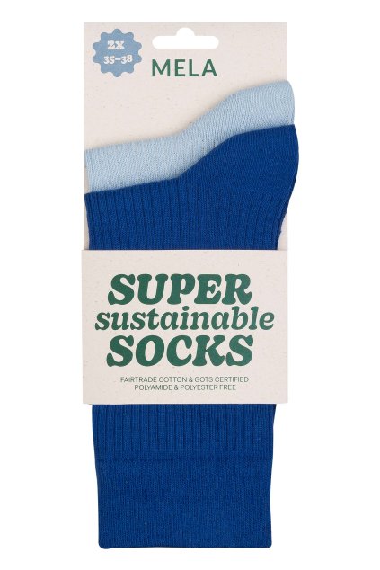 Unisex farebné rebrované ponožky 2-balenie "2-pack cloudy blue/bold blue" (Veľkosť 43-46)