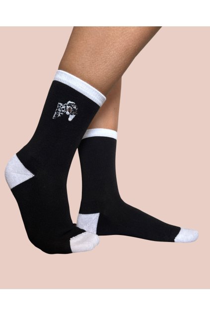 Ponožky s výšivkou "Doggie Socks Black" (Veľkosť 42-46)