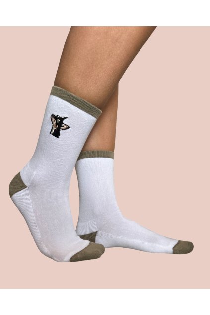 Ponožky s výšivkou "Doggie Socks White" (Veľkosť 42-46)