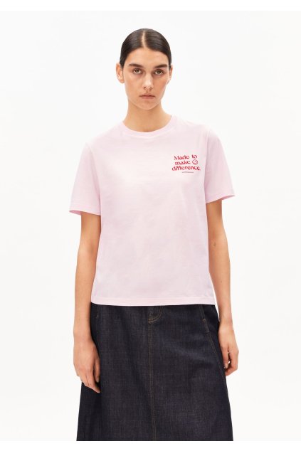 Dámske ružové tričko „LUALAA EMBRO pink mist“ (Veľkosť XS)