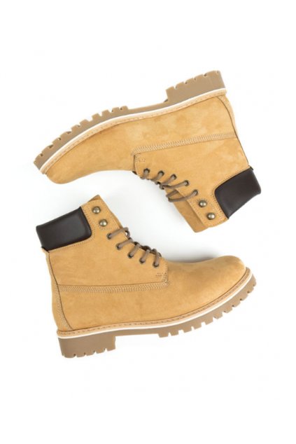 Dámske bledohnedé členkové topánky „Dock Boots Tan Vegan Suede“