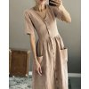 Dámske ľanové šaty na gombíky "LUISA short sleeve" - rôzne farby