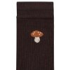 Unisex rebrované ponožky s výšivkou "Ribbed Embroidery dark brown/mushroom"